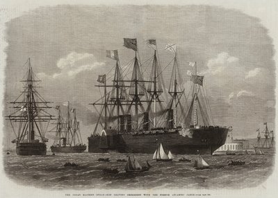 Le Grand Eastern Steam-Ship quittant Sheerness avec le câble atlantique français - Edwin Weedon